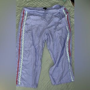 J. Crew Lavender Bottoms with Red and White Trim